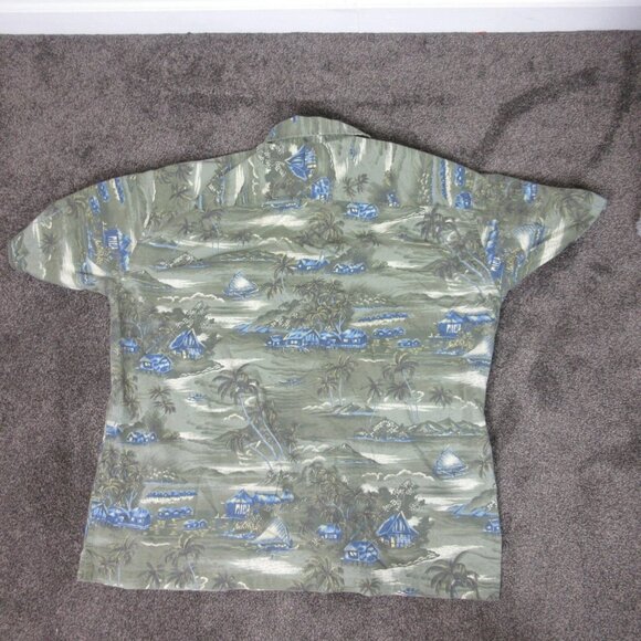 Vintage J Crew Shirt Men's Size Large Green Hawaiian Palm Trees - Picture 3 of 6